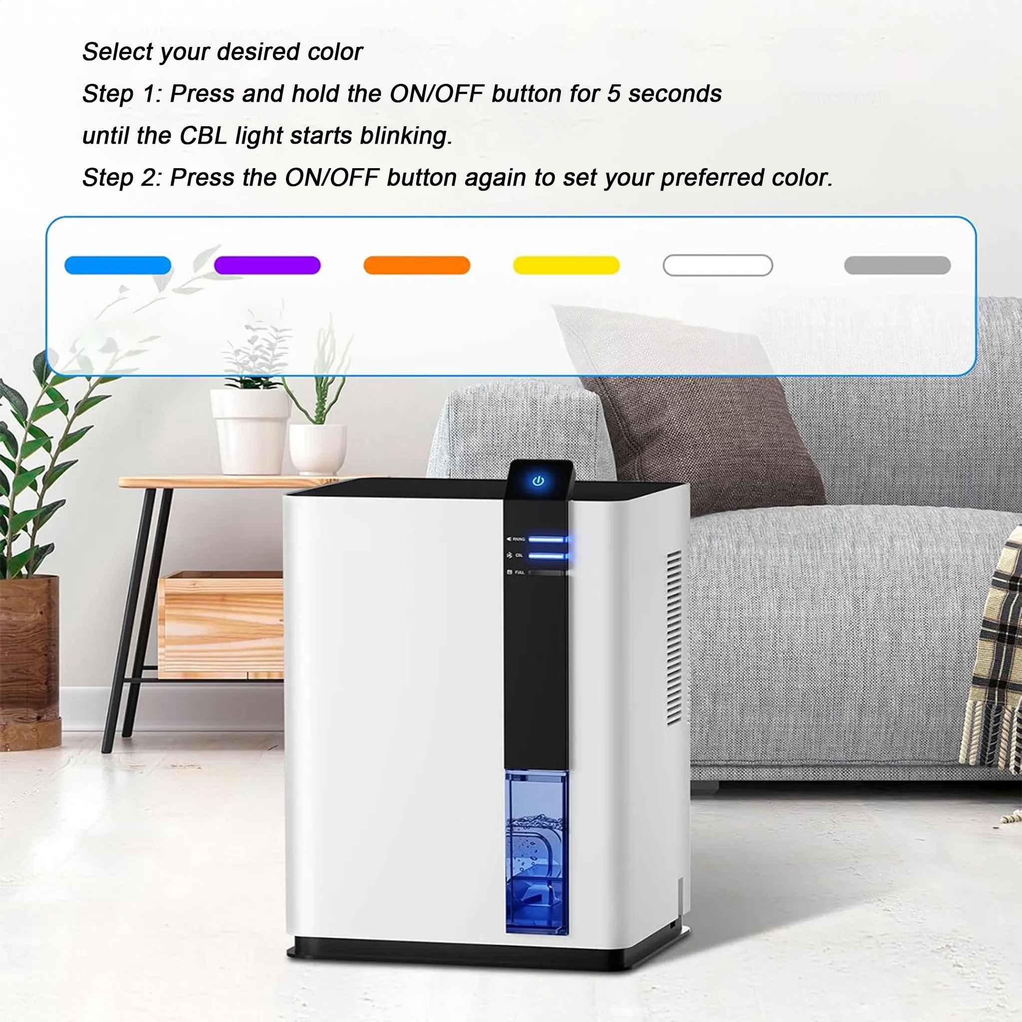 Déshumidificateur 24H/1L avec LED, Réservoir 3L, Mode Sommeil, Faible Consommation Énergétique - Silencieux, Idéal pour Chambres à Coucher - 7