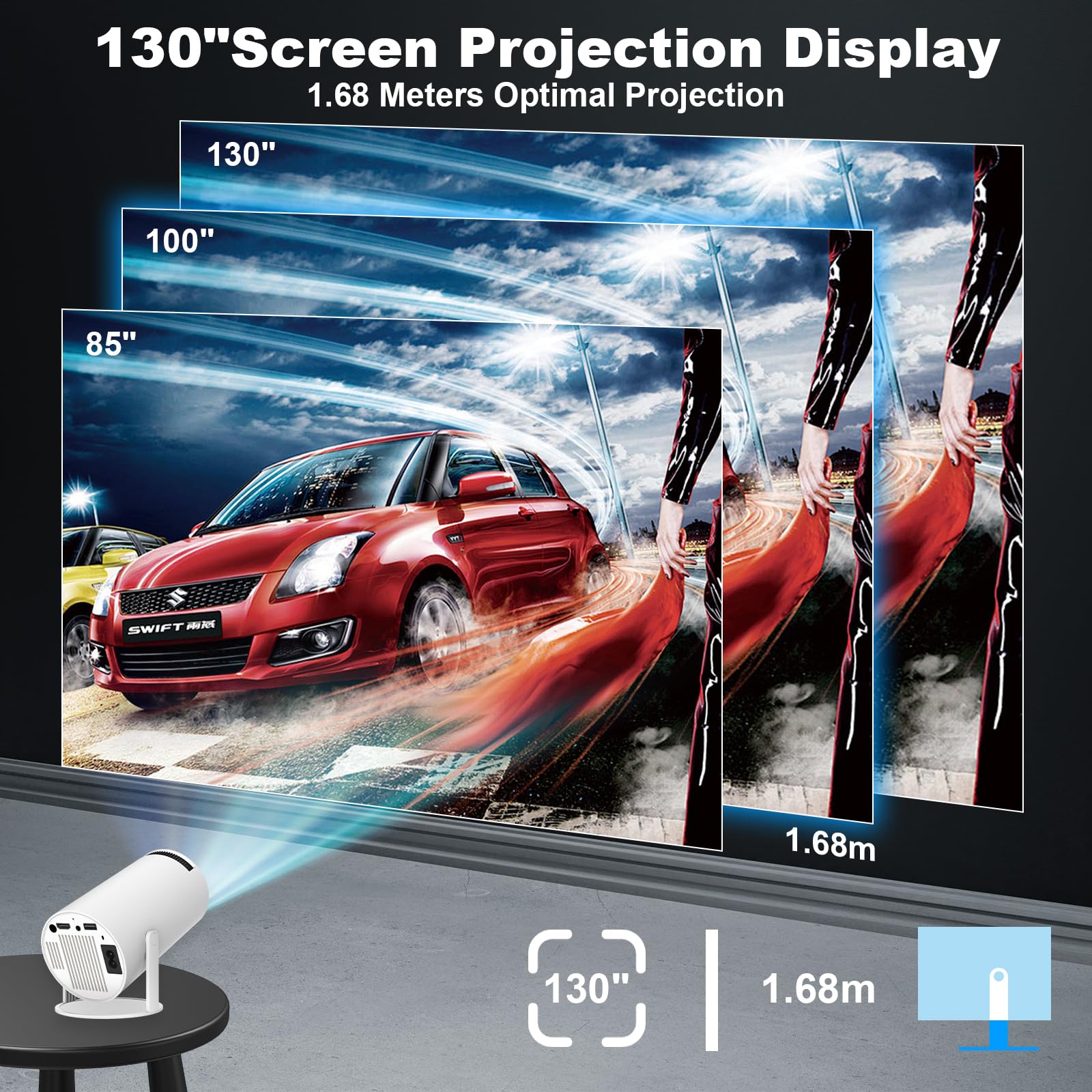Projecteur 4K Videoprojecteur WiFi 6, Android 11 Retroprojecteur 1080P Full HD Supporté pour TÉLÉPhone PC 180° Rotation - 5
