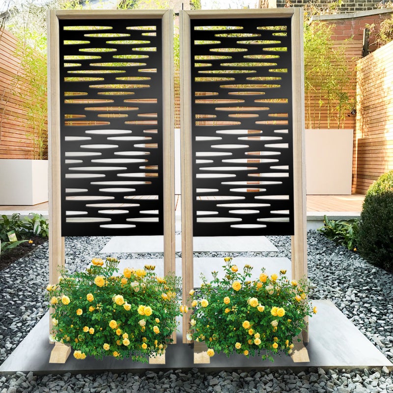 PUDDLE - Wolnostojący modułowy ekran - 70x190 cm - Wykonany z drewna i PVC, kolor wnętrza czarny