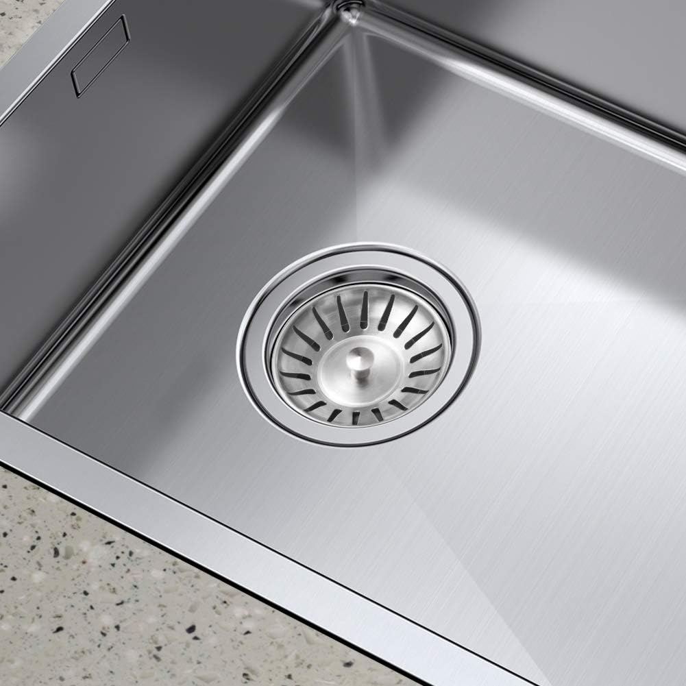 Bouchon D'évier Cuisine Inox 304 Avec Presseur - Filtre Anti-odeurs Et Anti-insectes - Pour éviers 73-87mm