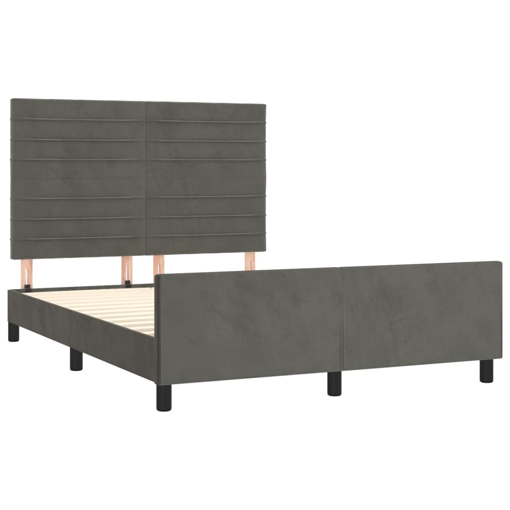 Cadre de lit sans matelas gris foncé 140 x 200 cm velours - 4