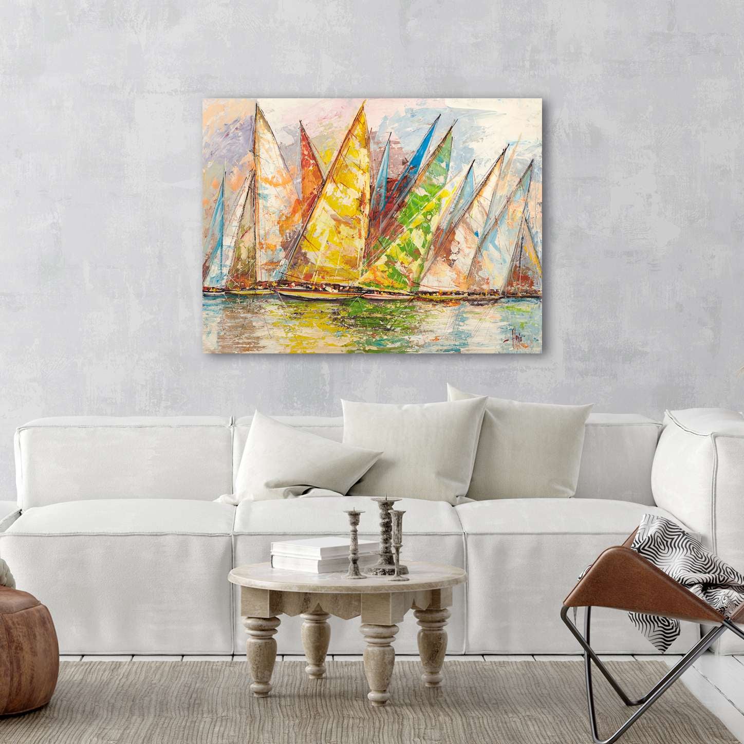 Peinture de voilier - impression sur toile - Luigi Florio, Regata di Primavera - 70x50 cm - 2