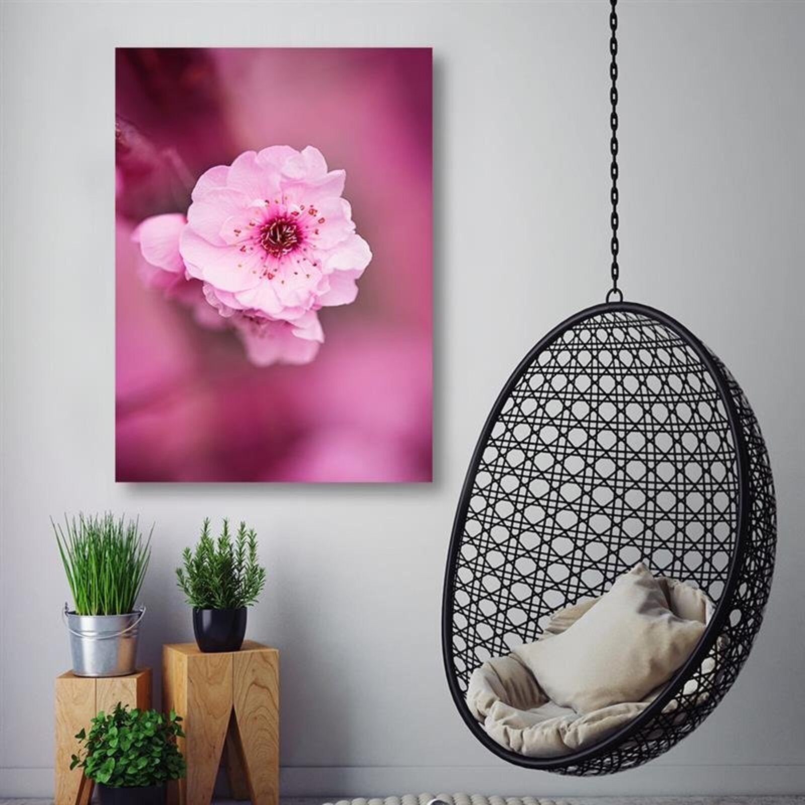 Tableau fleur de cerisier sur fond rose - 30 x 40 cm - 4