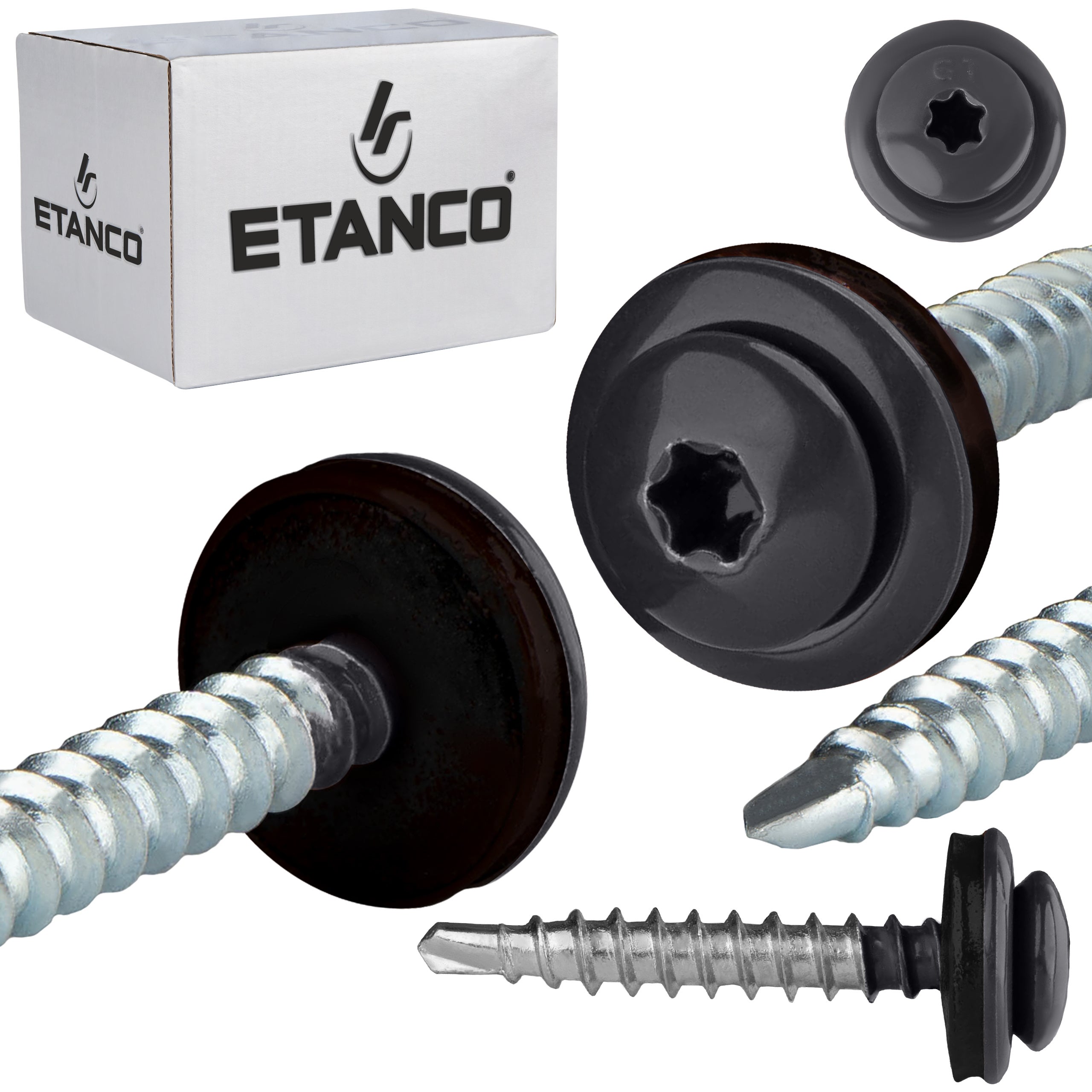 Wkręty farmerskie Etanco GTFP 4,8x35 mm RAL 7024 samowiercące 250szt