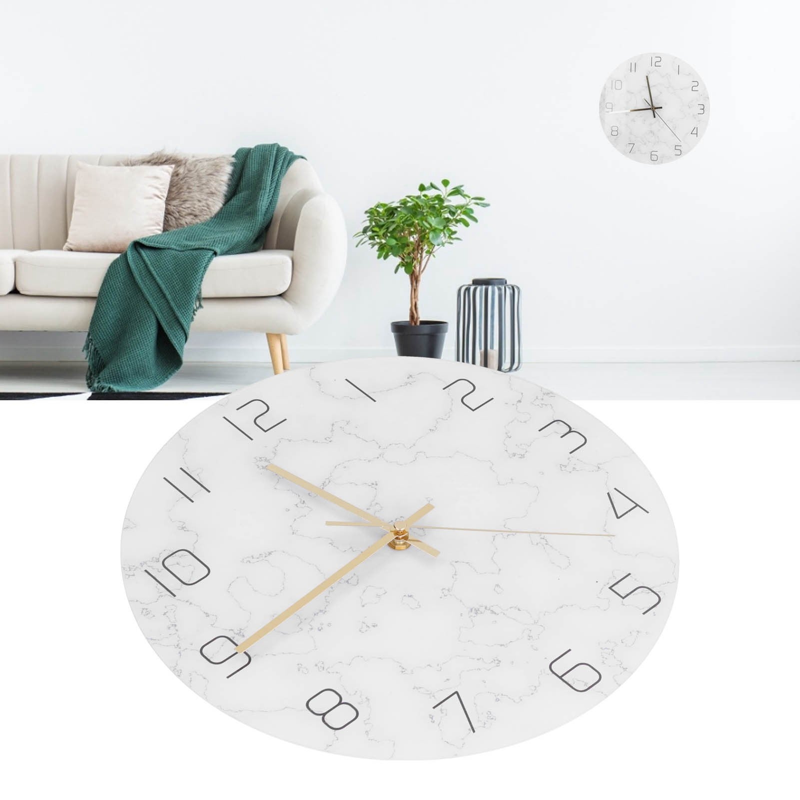 Semplice orologio da parete in marmo, decorazione elegante per il soggiorno - 5
