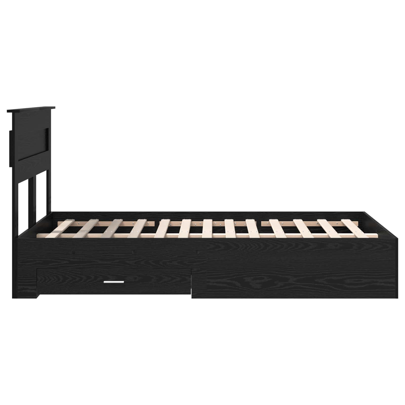 Cadre de lit chêne noir 135 x 190 cm en panneau de bois - 9