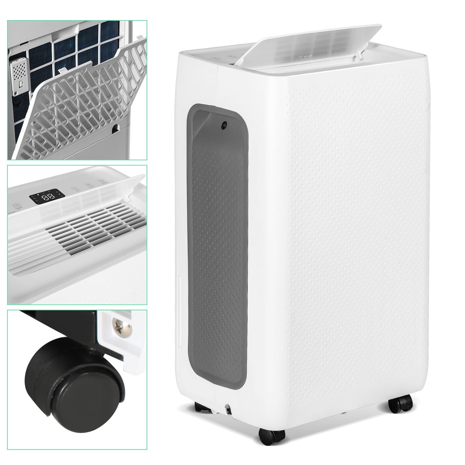 Osuszacz powietrza, piwnica, przenośny, 26 l/dzień, timer 24-godzinny, biały, do sypialni, zbiornik 4,3 l