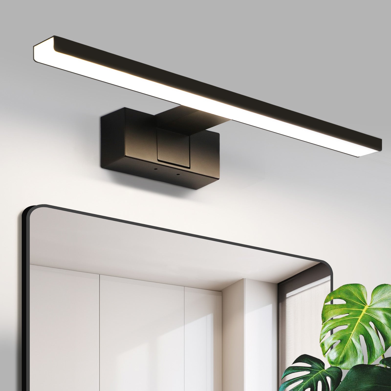 ZMH Czarna lampa łazienkowa LED lustrzana 40CM IP44 neutralna biel Kinkiet do piwnicy