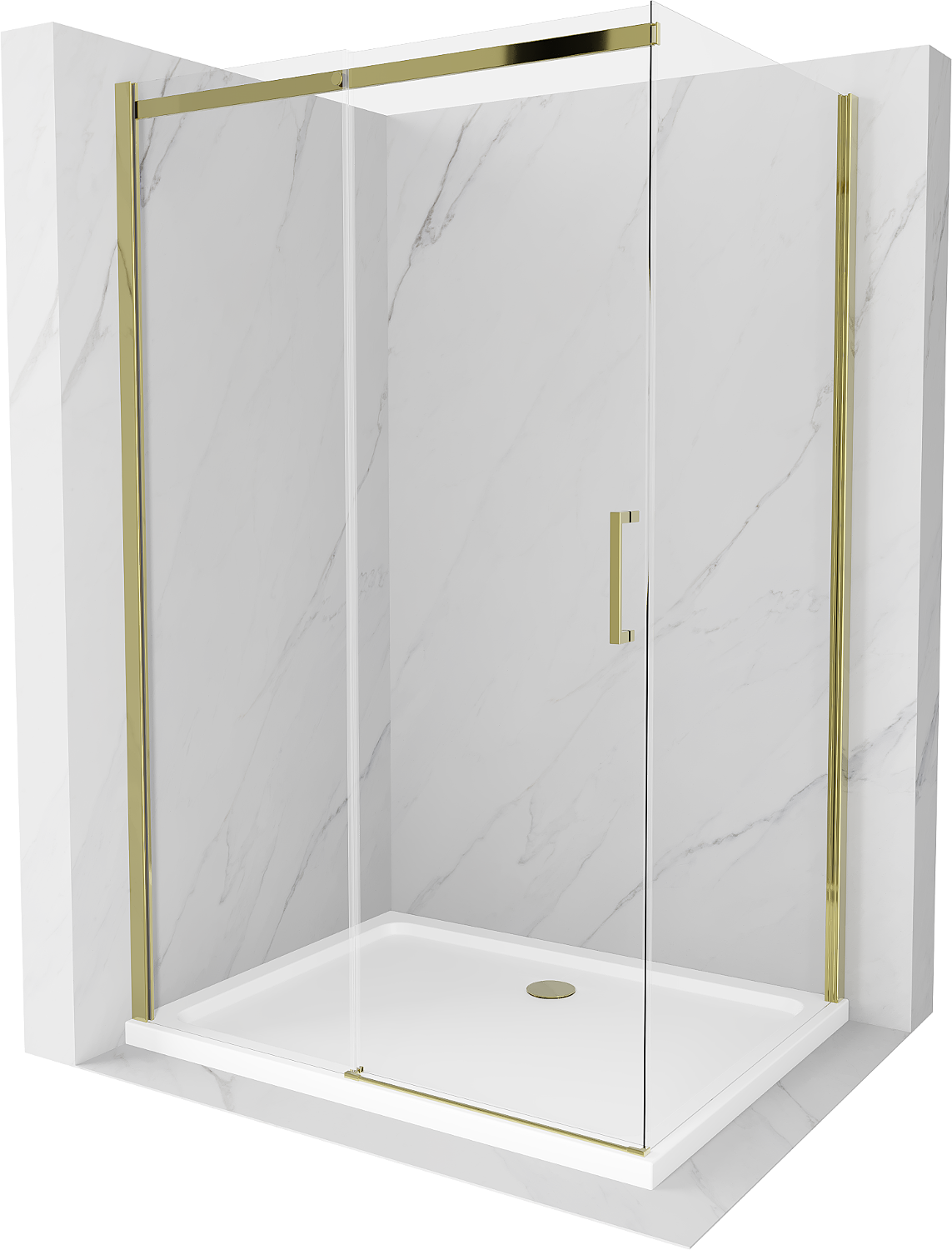 Mexen Omega kabina prysznicowa rozsuwana 120 x 90 cm, transparent, złota + brodzik Flat - 825-120-090-50-00-4010