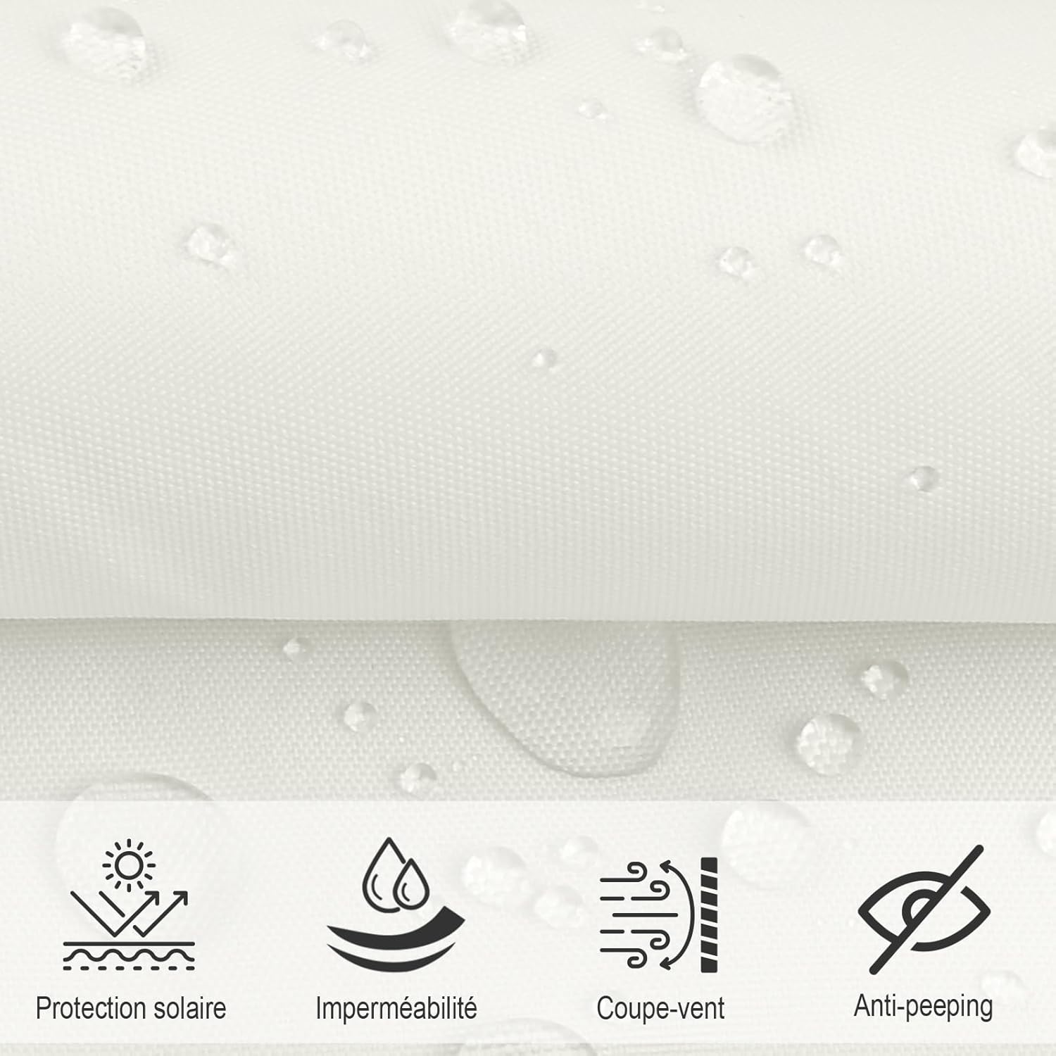 Voile d'ombrage triangulaire 3x3x4,3m, toile d'ombrage imperméable, anti-ultraviolet, convient pour jardin, terrasse, balcon, blanc - 2