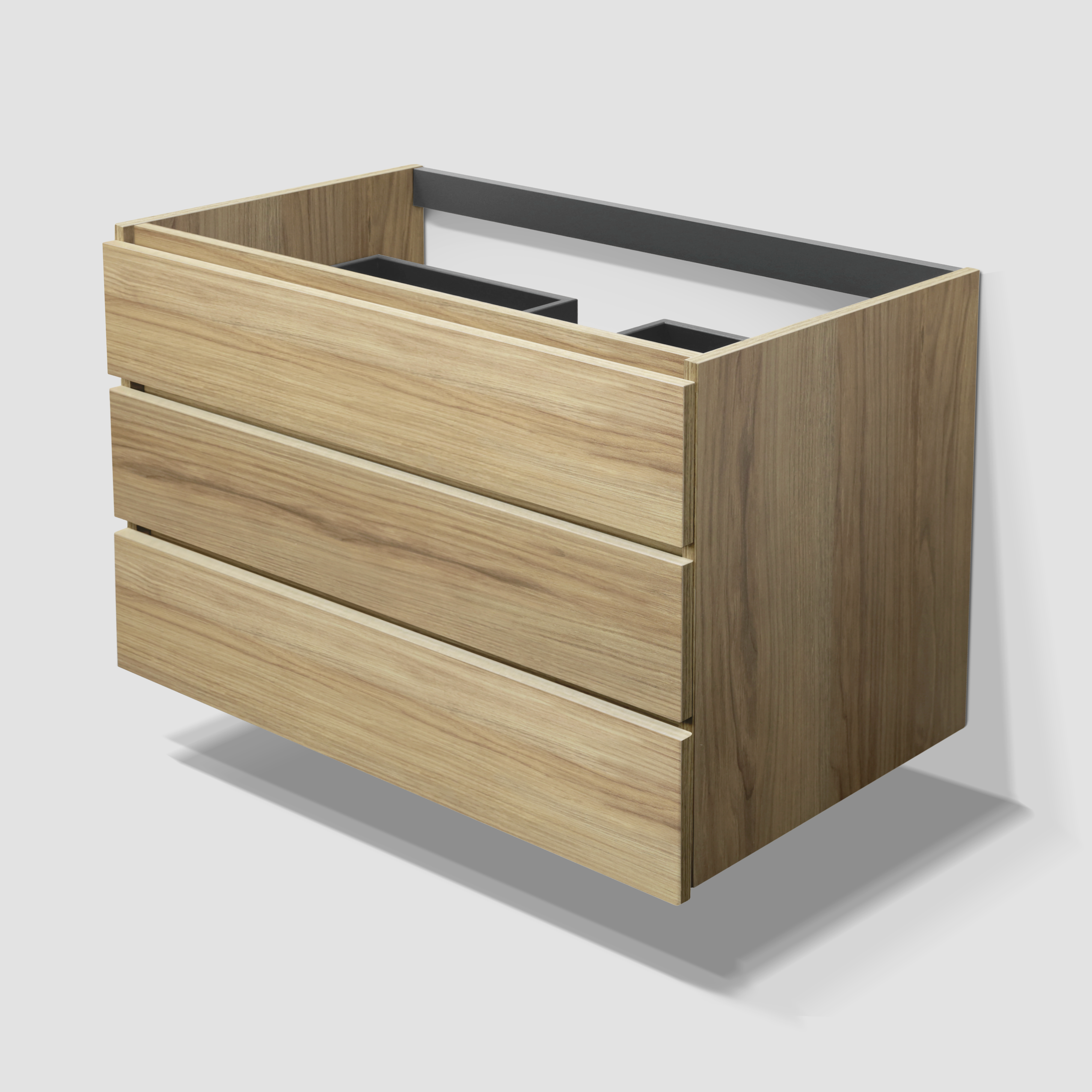 Feel Your Bath, Meuble SDB Effet Bois 100 cm + Vasque Céramique Blanc Brillant – 3 Tiroirs et Pieds, Grand Format - 5