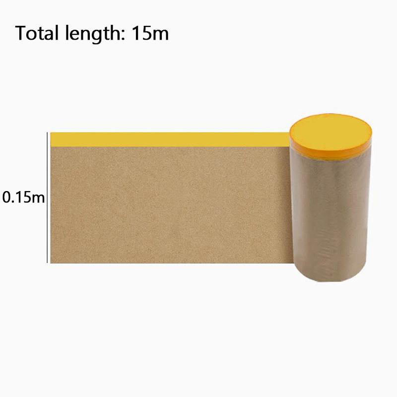 3 rolki papieru maskującego 0,15×15 m z taśmą klejącą, wstępnie przycięte, do ochrony ram, listew przypodłogowych, mebli i karoserii podczas malowania - 2