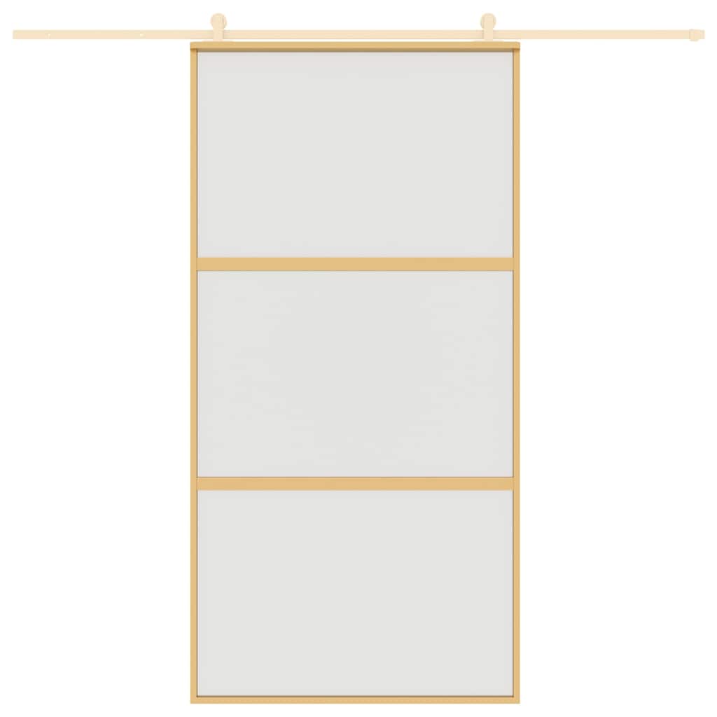 Porta Scorrevole Oro 102,5x205 Vetro Smerigliato ESG Alluminio vidaXL - 8