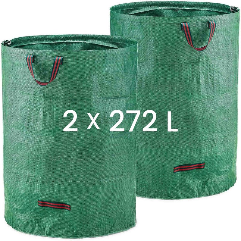 Wytrzymałe plastikowe worki na odpady ogrodowe (2 x 272 l) – wytrzymałe i wielokrotnego użytku worki na odpady z uchwytami