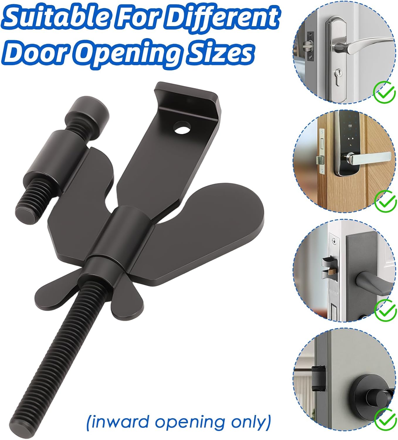 Bloque Porte Hotel, Serrure Portable De Voyage En Acier Verrou De Sécurité Pour Porte D'entrée Verrouillage Sans Percer Anti Cambriolage Door Lock Rob - 4