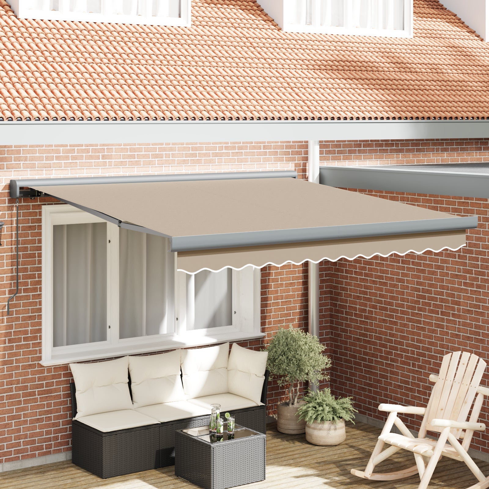 Markiza zwijana Beżowy 350 x 250 cm Tkanina i Metal vidaXL