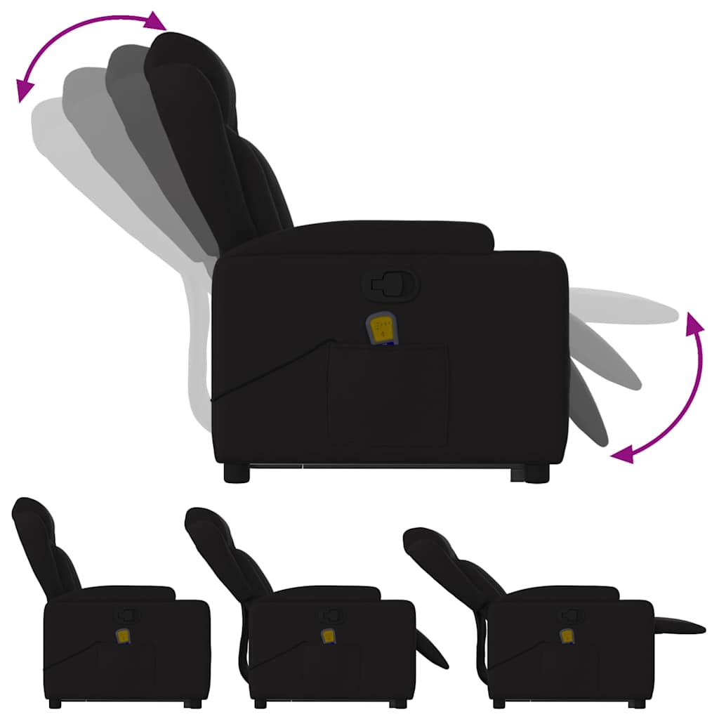Fauteuil de massage inclinable Noir Tissu - 7