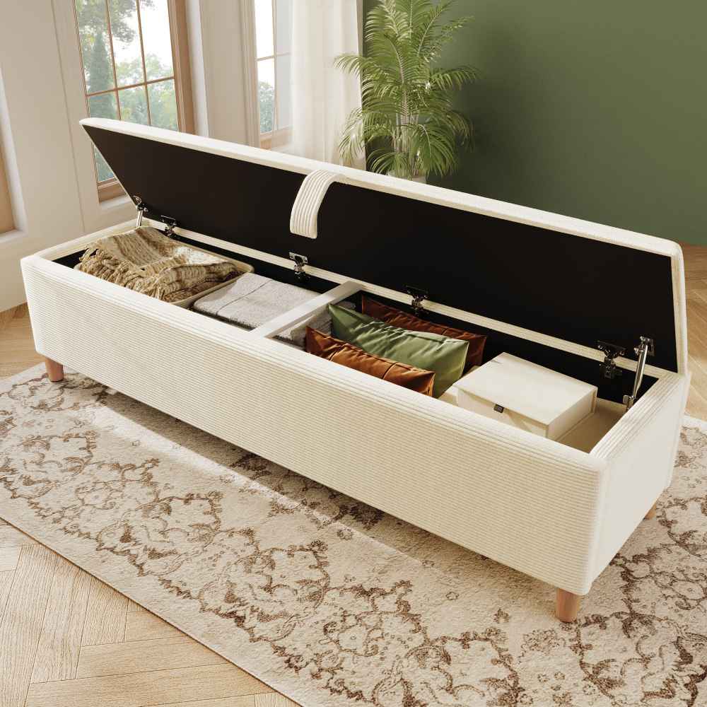 Banc de rangement élégant avec coffre hydraulique, assise confortable et multifonctions pour salon et chambre - 4