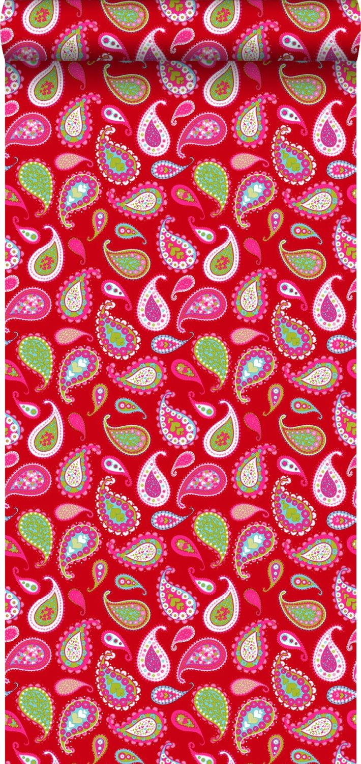 Tapeta paisley czerwonym - 53 cm x 10.05 m - ESTAHOME