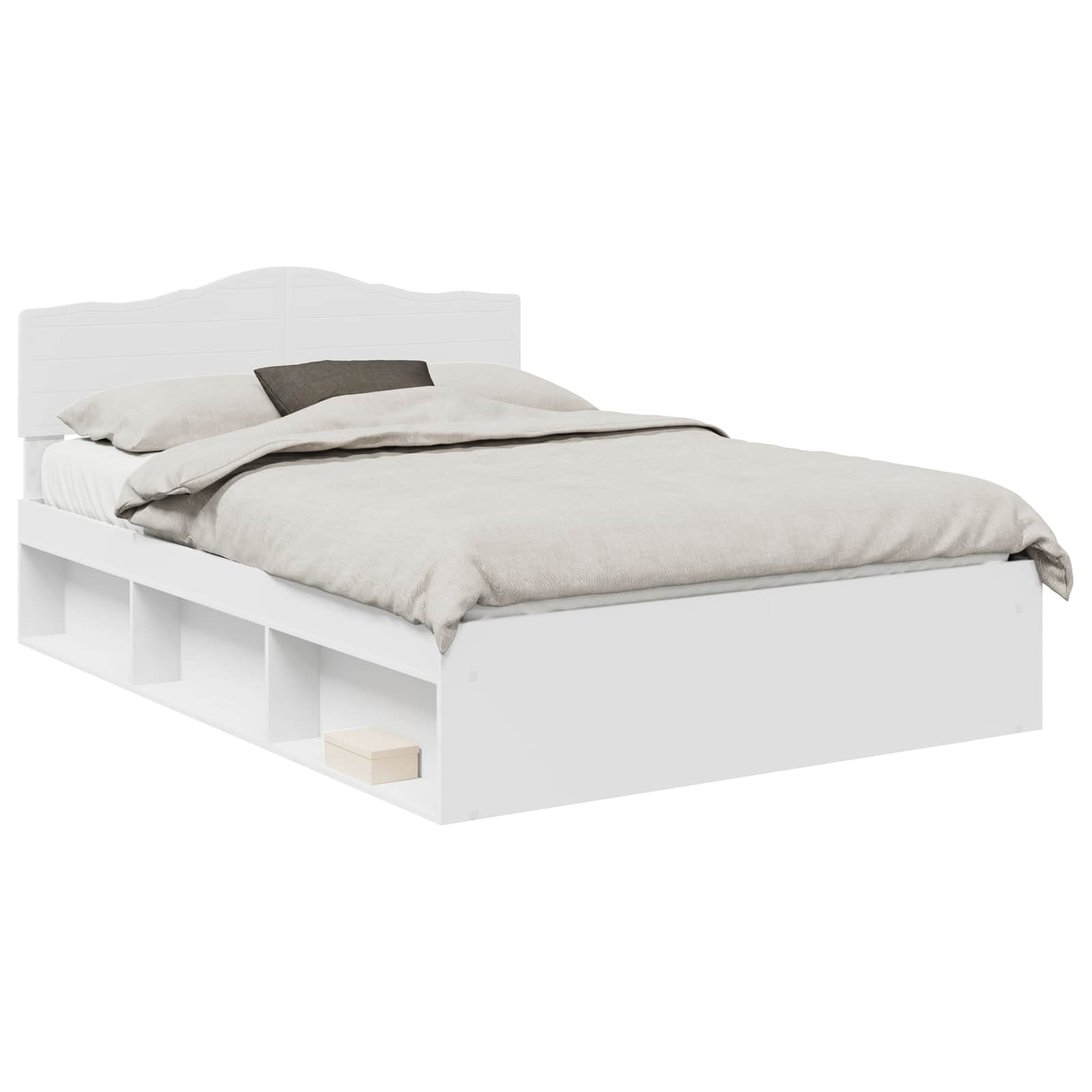 Cadre de lit blanc 140 x 190 cm en bois de pin massif - 2