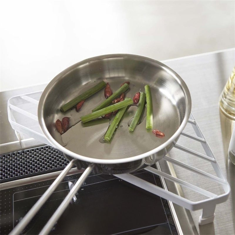 Zestaw 2 trójkątnych żeliwnych półek kuchennych na garnki, biały*1+czarny*1,26*15,2*5,2 cm