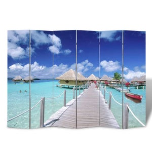 Paravent De Plage AKTIVE – Pliable, 300x75 Cm, Protection UV 30+, Imperméable, Poteaux Alu, 3 Panneaux – Pour 2 Personnes, Bleu