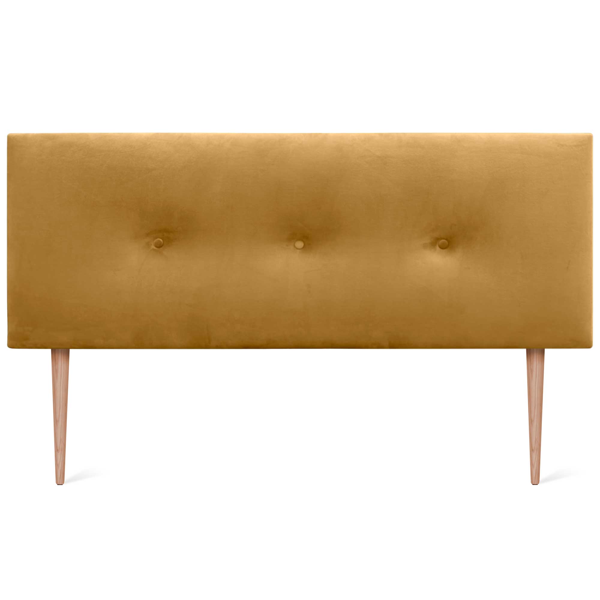 DHOME Testiera in velluto liscio con bottoni e gambe alta gamma moderna testiera imbottita per letto di lusso camera da (Moutarde, 150x105cm) - 3