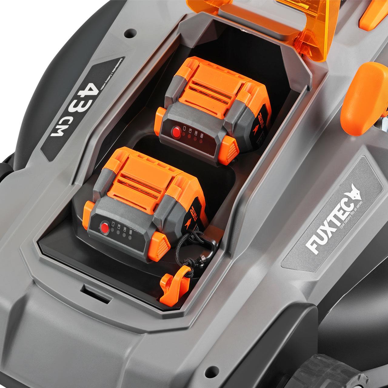 Tondeuse à Gazon Sans Fil 40V FUXTEC FX-E2RM43 – Largeur 43 cm, 2 Batteries 4Ah, Double Chargeur, Bac 40L - 8