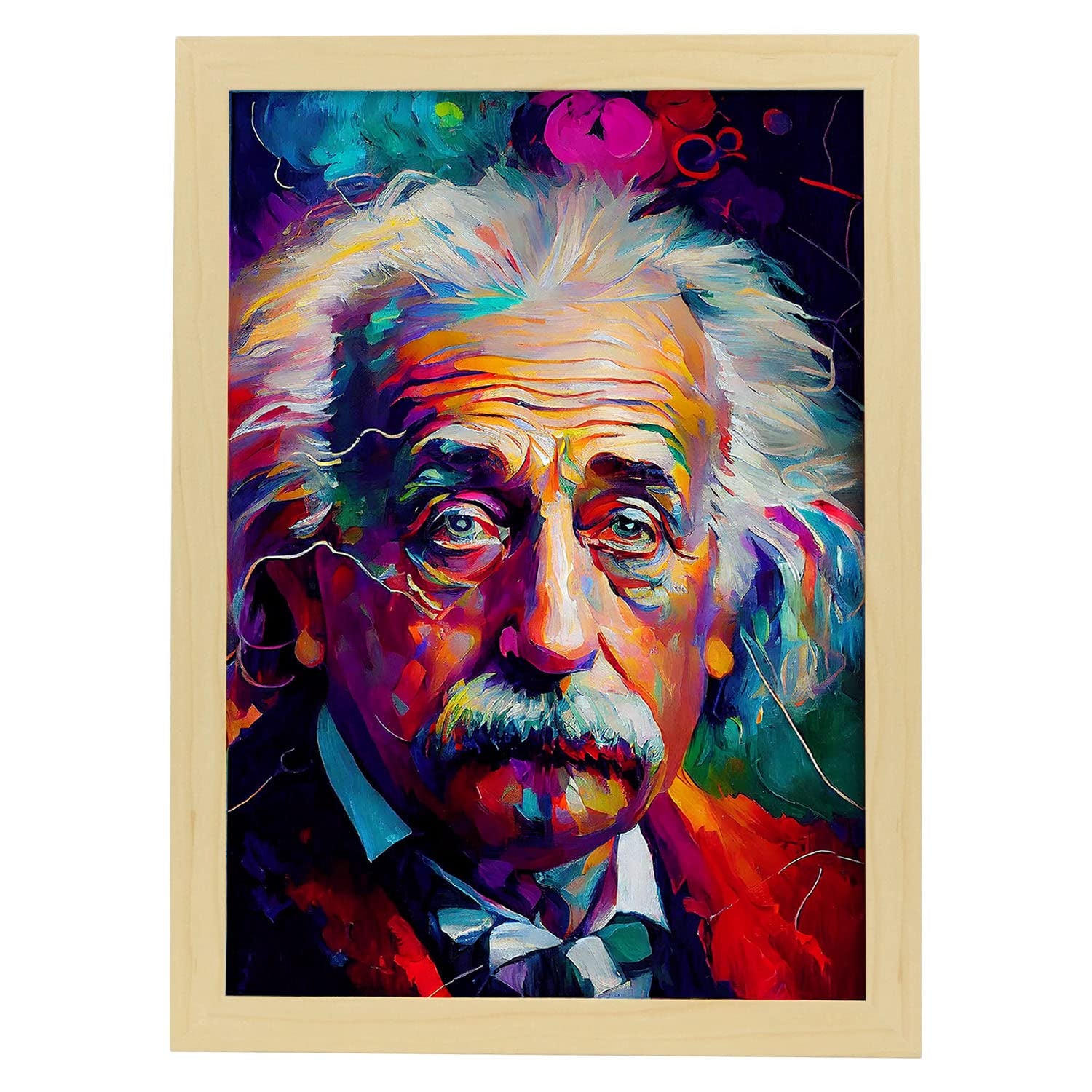Nacnic poster de albert einstein en estilo retrato a todo color ilustraciones y caricaturas de personajes históricos famosos diseño y a3 marcos madera