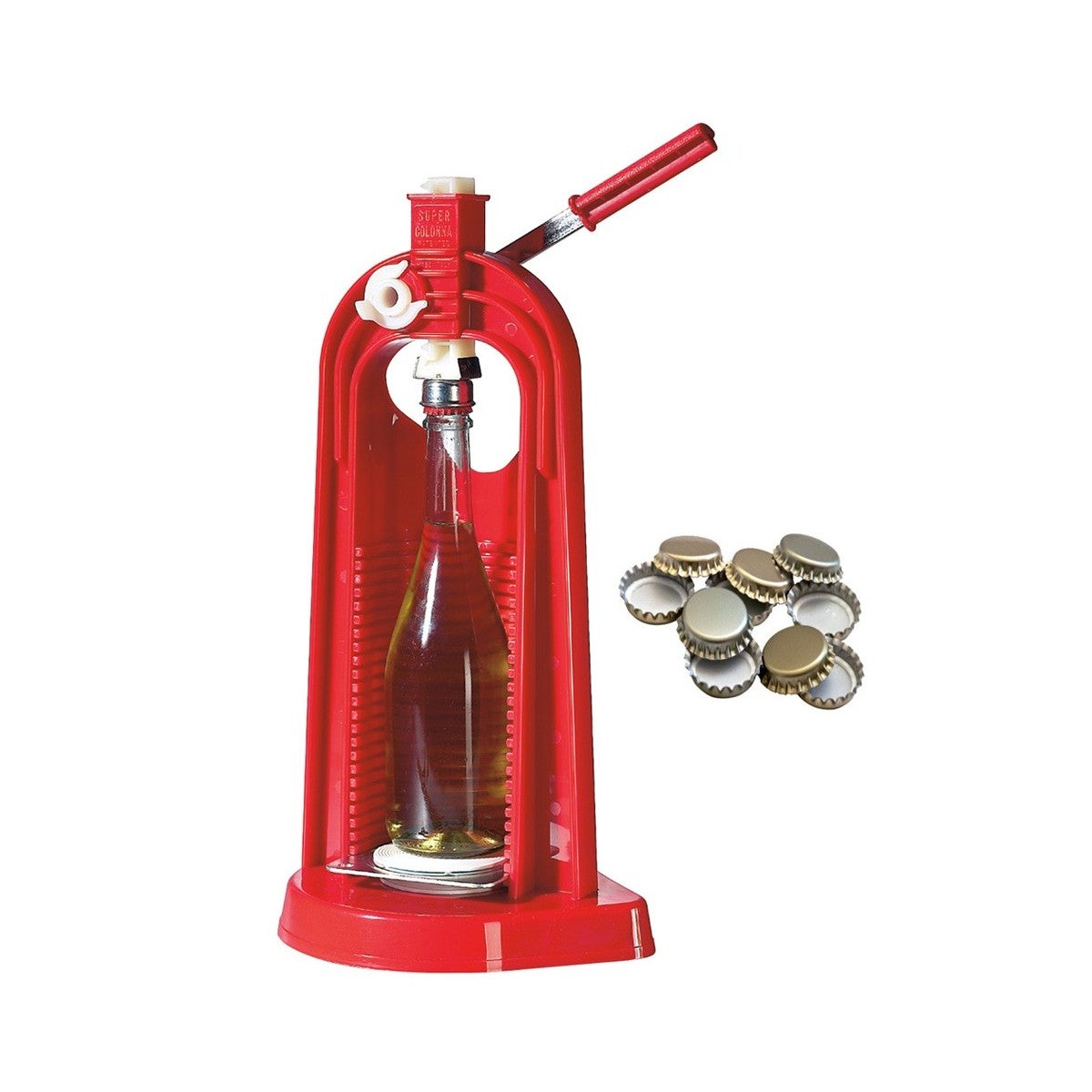 Tappatrice A Colonna In Alluminio Per Tappi Corona | 2 Bocccole 26-29 Mm | Per Vino E Birra | Professionale - Foto 4