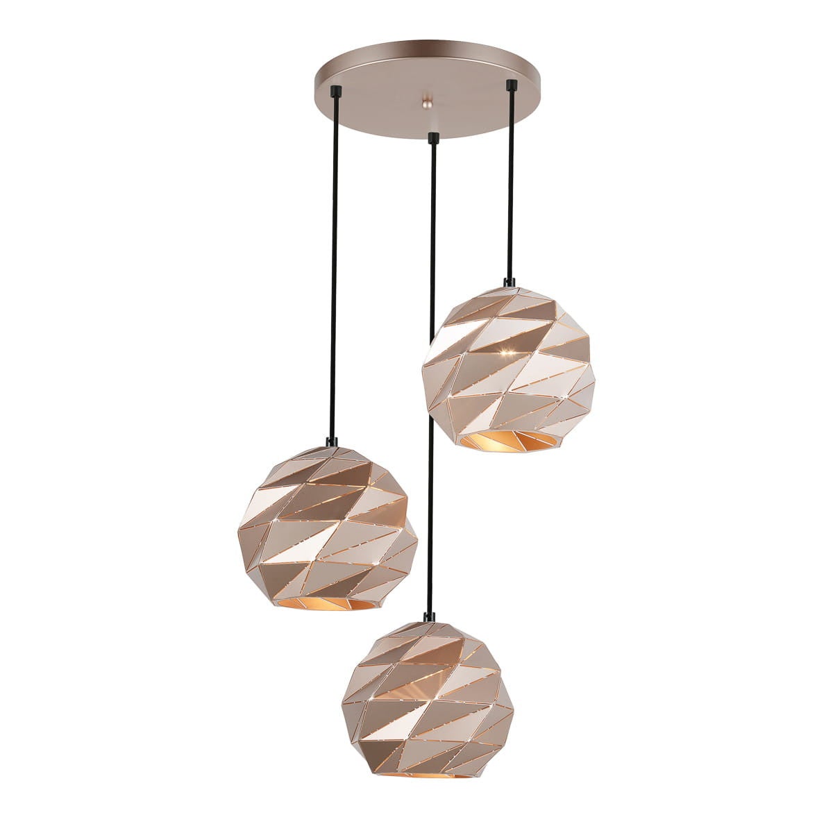 Lampa wisząca Palermo złota 3 x E27 x 40W wym:100x49x49cm Italux