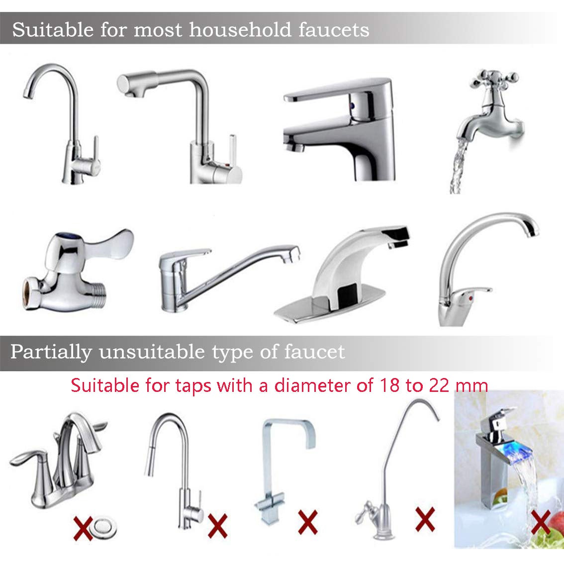 Filtre à eau pour robinet d'évier de cuisine, purificateur d'eau avec 3 convertisseurs, 8 niveaux de nettoyage, pour robinets standard - 4