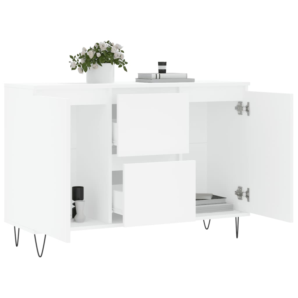 vidaXL Credenza Bianca 104x35x70 cm in Legno Multistrato - 4