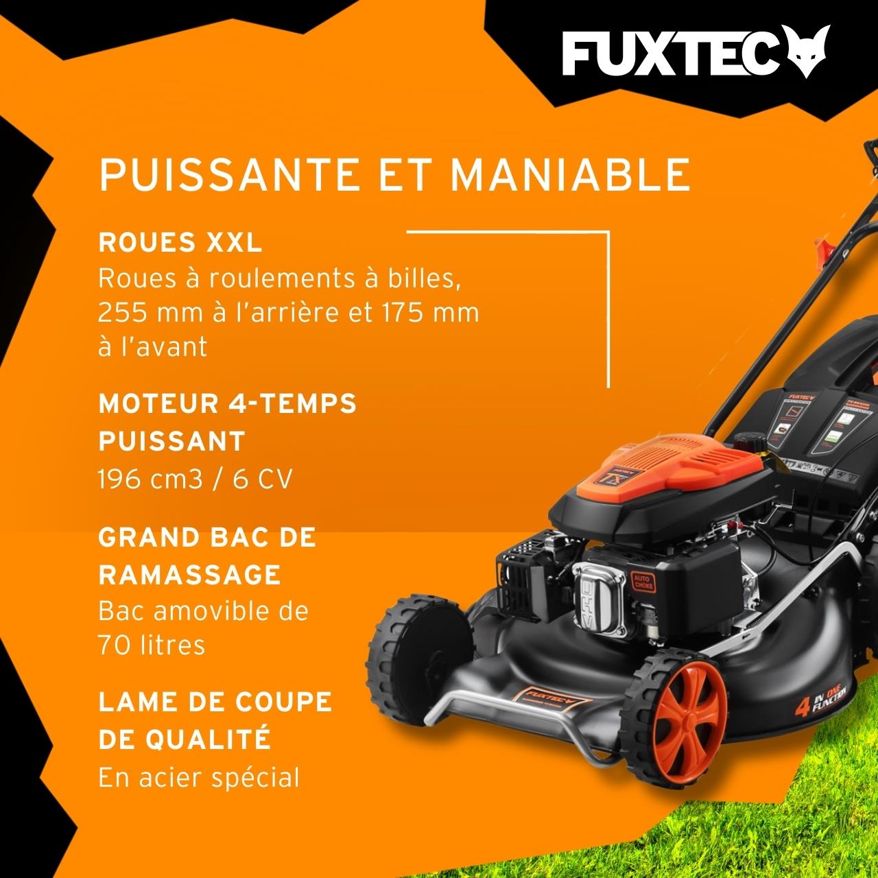Tondeuse à gazon thermique autotractée FUXTEC FX-RM5396 – 196 cm³ – 53 cm – 6CV – Bac 70L - 5
