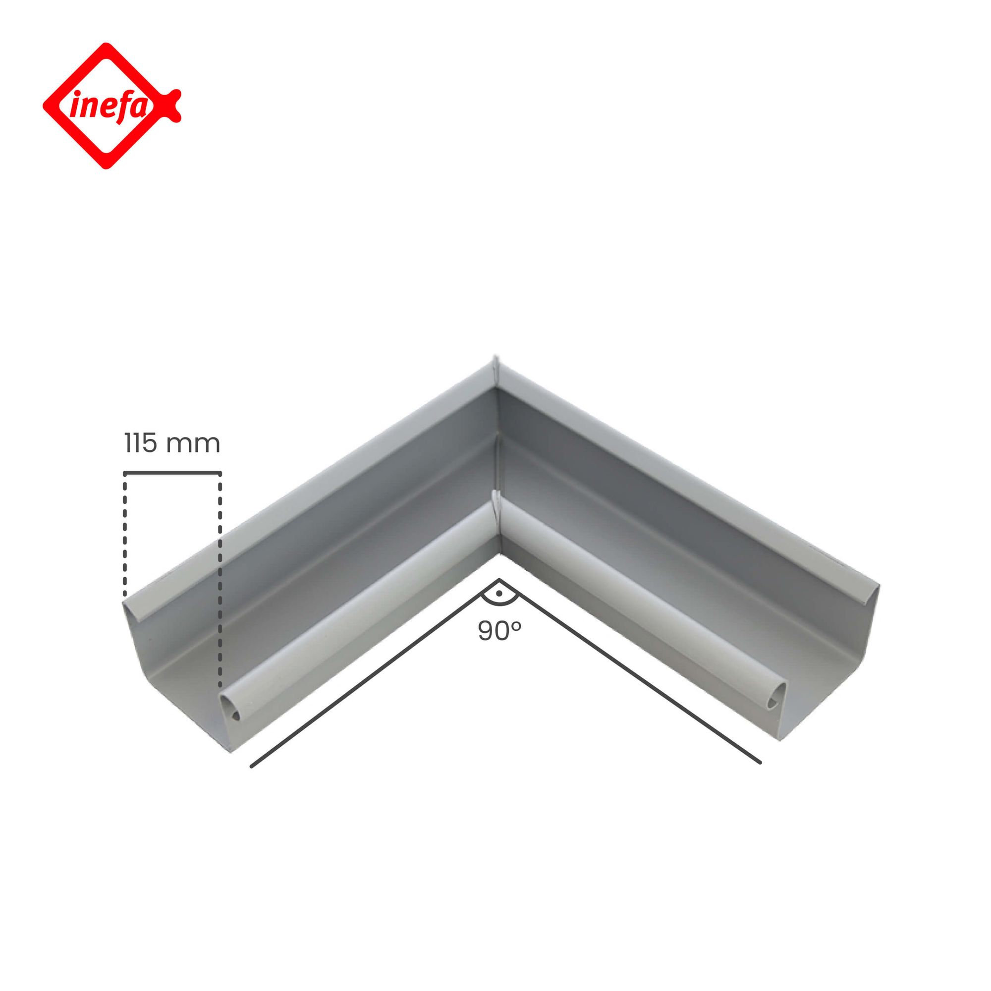 INEFA Angle de gouttière plastique 115mm 90 degrés intérieur gris - 2