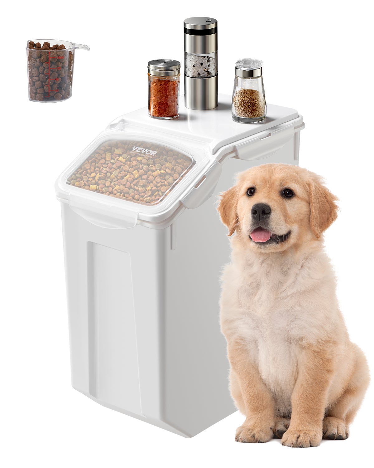 Pojemnik do przechowywania 20L Składniki Hermetyczny pojemnik na mąkę Kuchenny, zwijany VEVOR