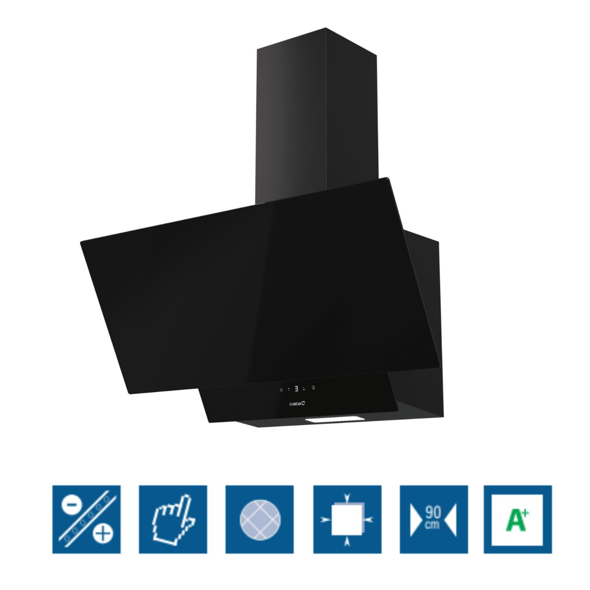 Cata  Campana Extractora Juno 7000 Gbk Ancho 70 Cm Control Electrónico Digital Temporizador 6 Niveles Extracción 428M3/H Silenciosa Led Color Negro , Leroy Merlin