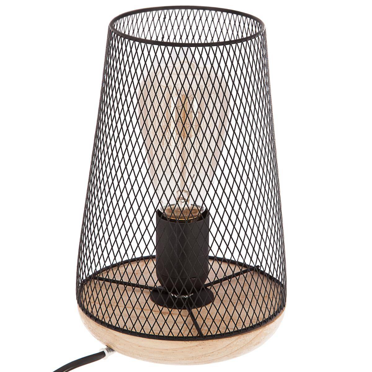 Atmosphera Hängeleuchte Zely – Schwarz, Metall & Holz, Ø15 Cm, Max. 40 W, Inkl. Kabel (94 Cm)
