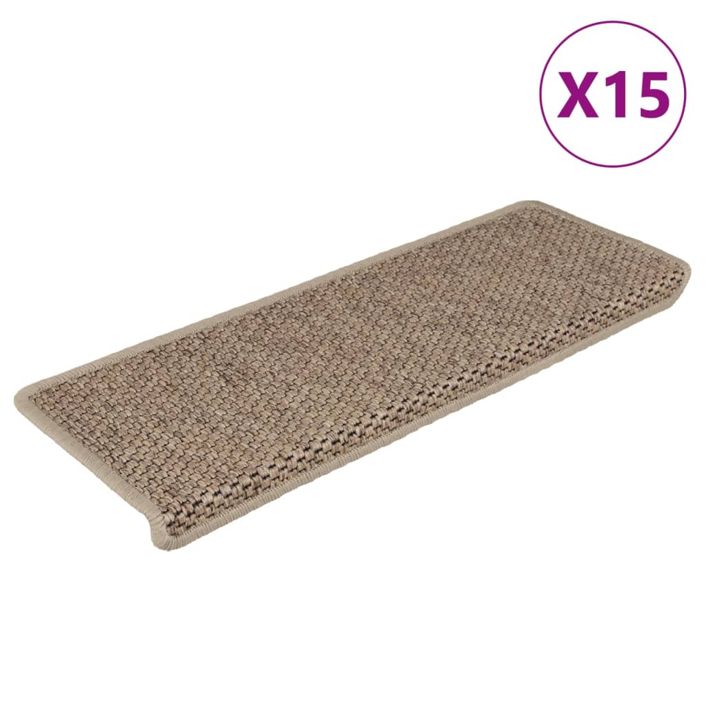 Maison exclusive - alfombrilla autoadhesiva escalera sisal 15 uds arena 65x21x4 cm