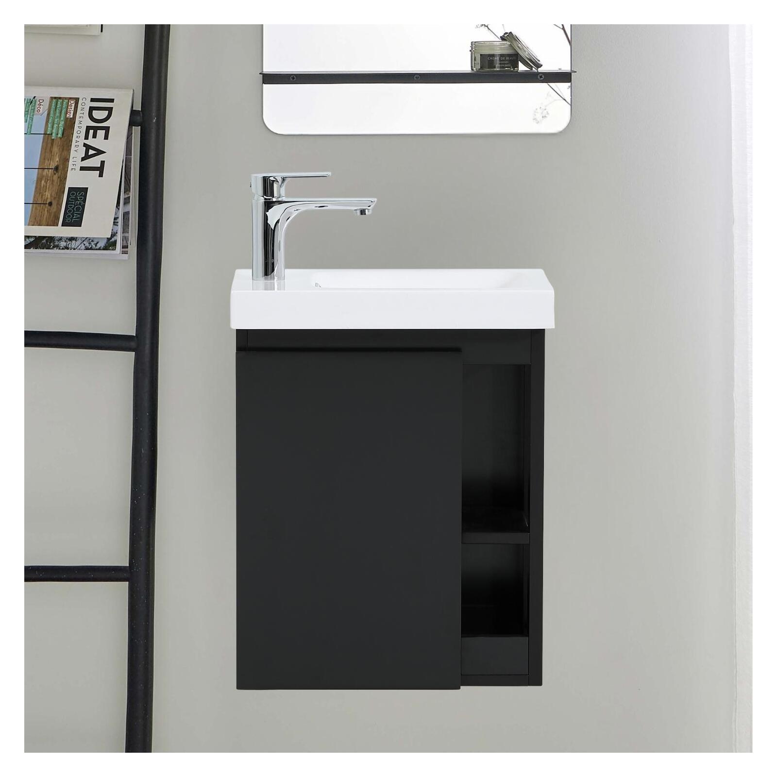 Conjunto de lavabo hampton con almacenamiento lateral y grifo cromado