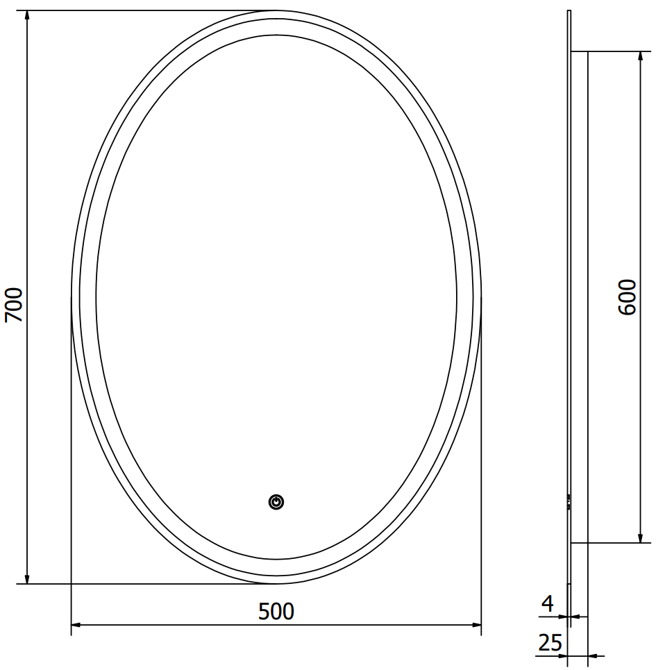 Mexen Elz lustro łazienkowe podświetlane 50 x 70 cm, LED 6000K, antypara - 9802-050-070-611-00 - 6