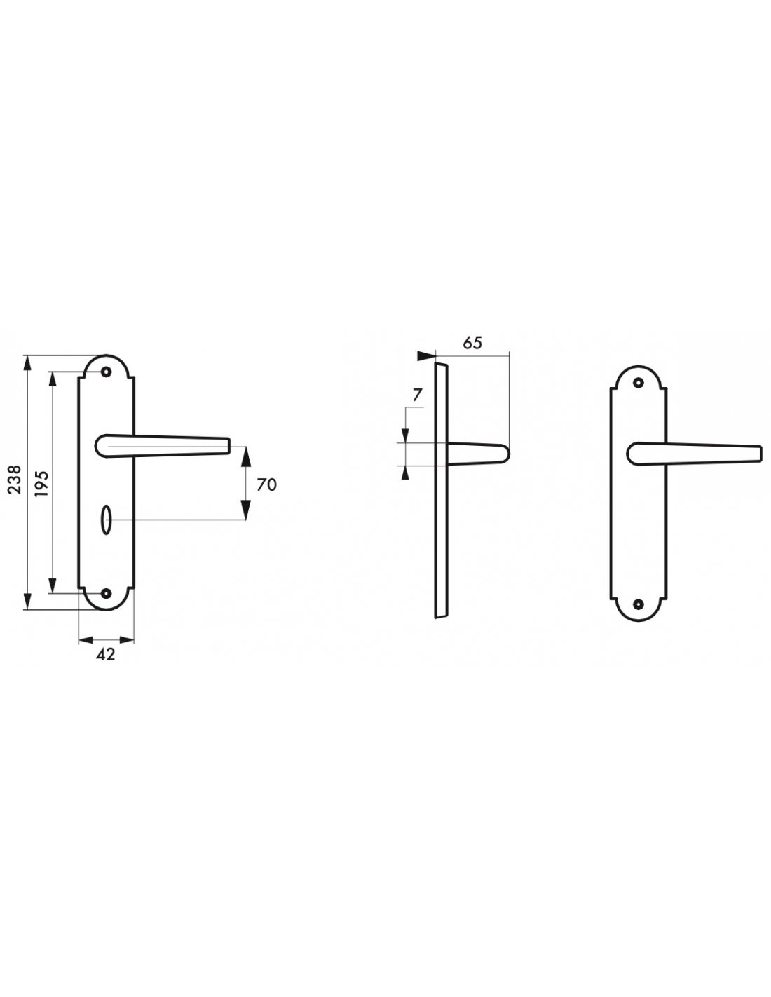 THIRARD - Ensemble de poignées pour salle de bain/bain Charon à condamnation, carré 7mm, entr'axes 195mm, acier patiné - THIRARD - 4