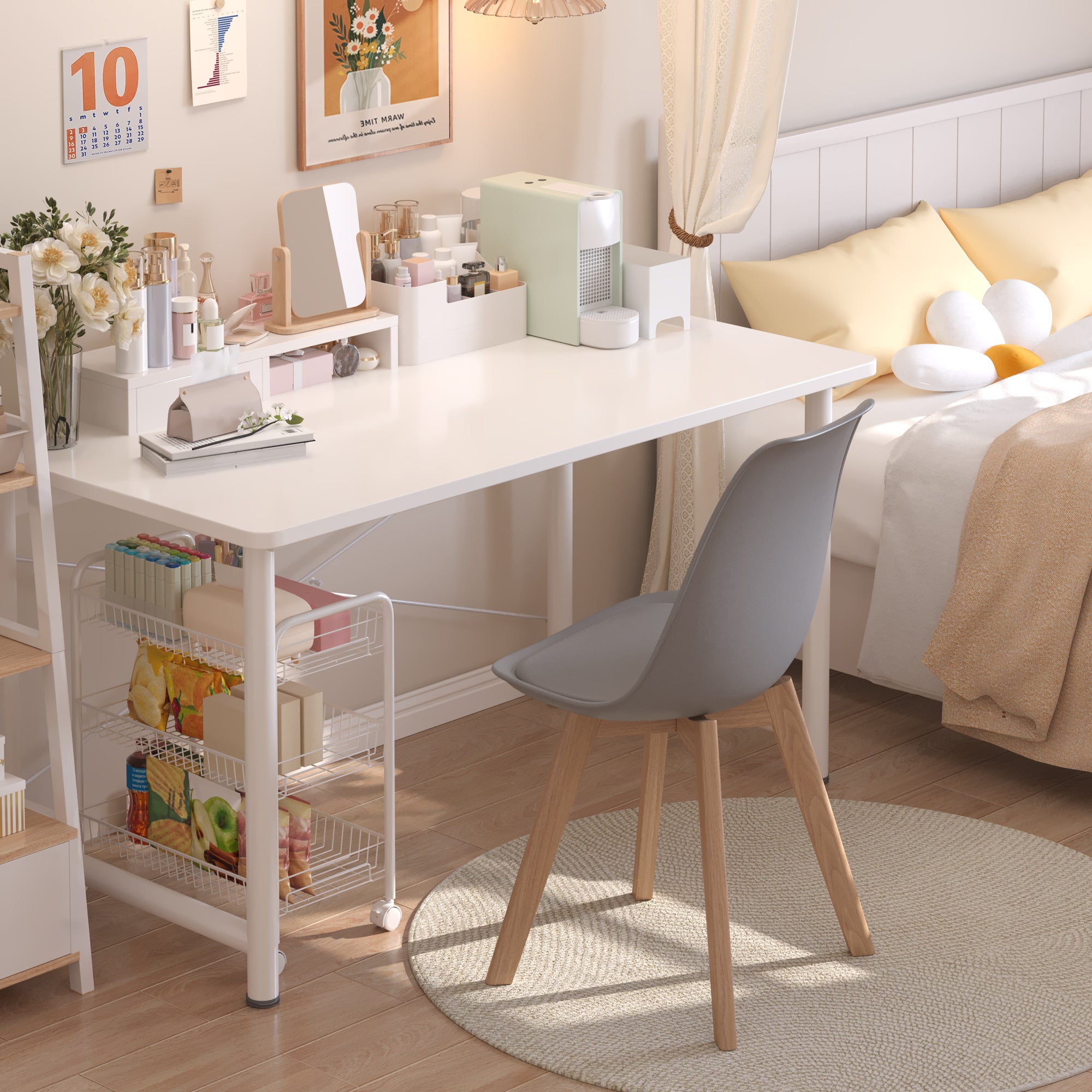 Chaise de cuisine 2 places gris,design scandinave moderne,dossier ergonomique,pieds en bois massif,assise rembourrée imperméable - 7