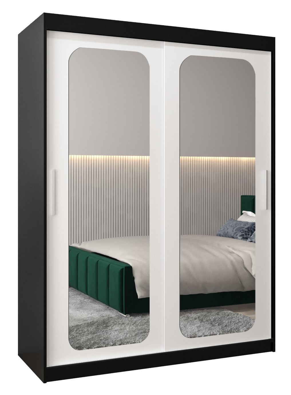 Szafa przesuwna garderoba PROMO T3 150 x 62 x 200 cm Czarny + Biały - Abiks Meble