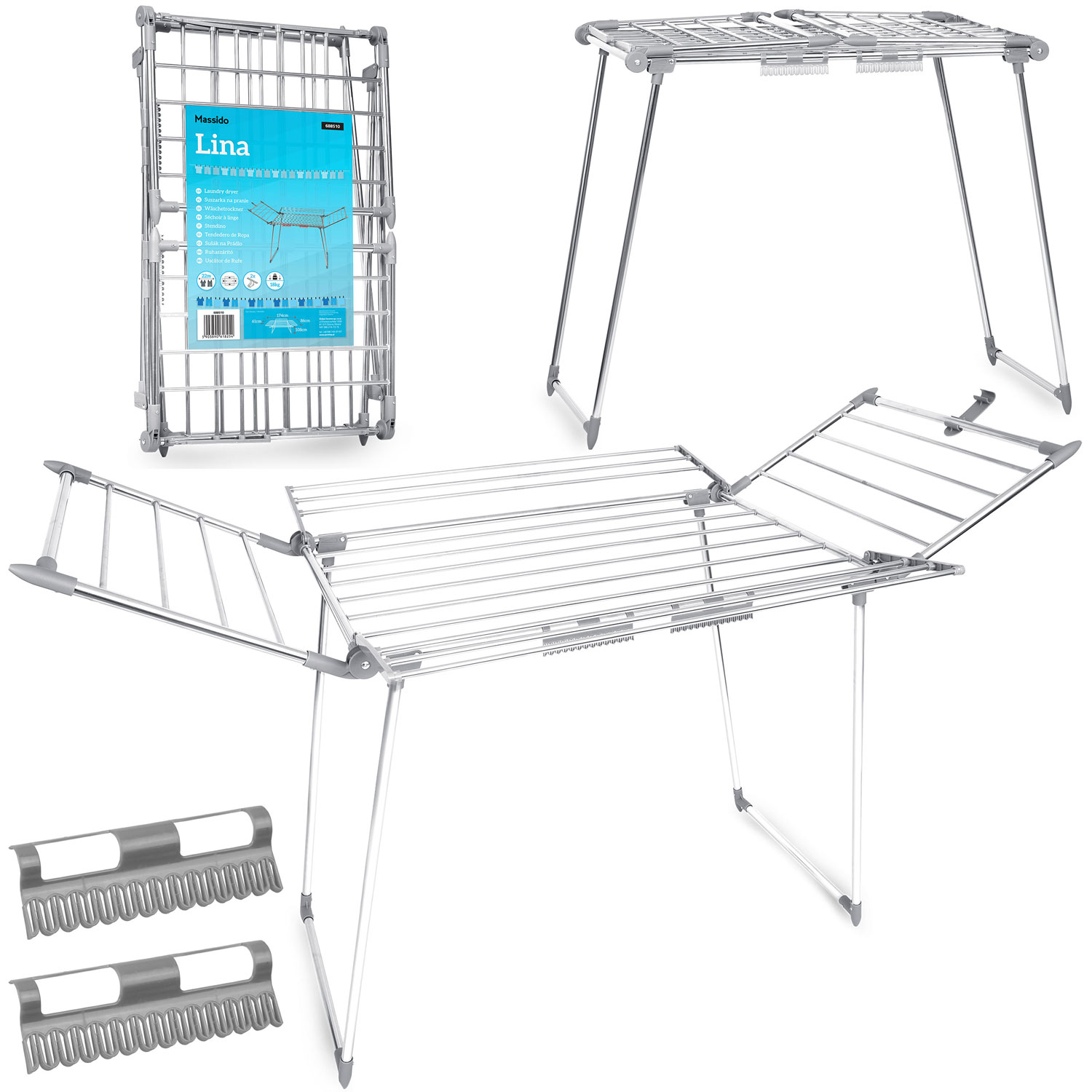 Suszarka na pranie stal nierdzewna do ubrań bielizny stojąca 22m Masssido