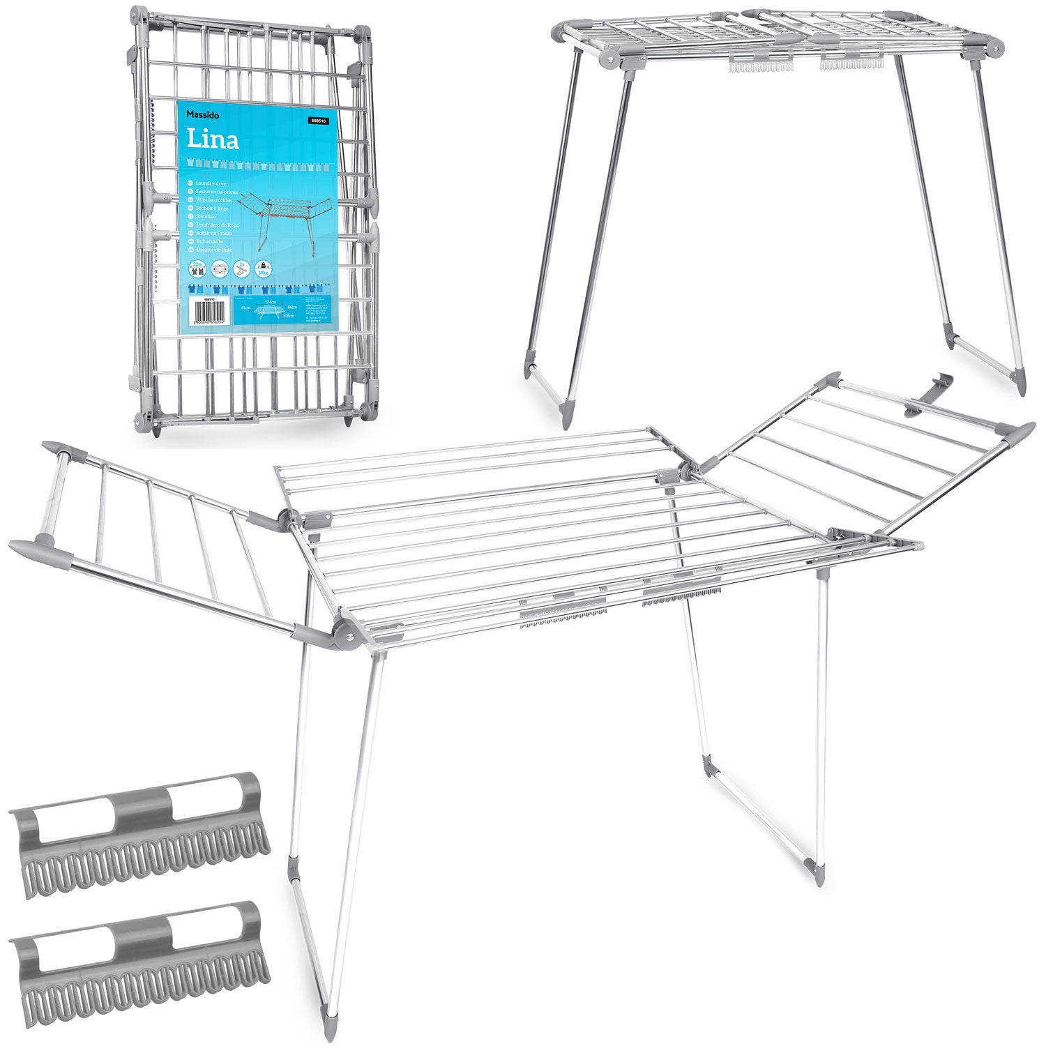 Suszarka na pranie stal nierdzewna do ubrań bielizny stojąca 22m Masssido