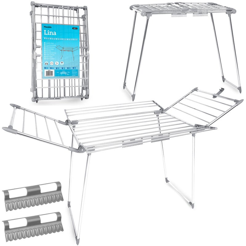 Suszarka na pranie stal nierdzewna do ubrań bielizny stojąca 22m Masssido
