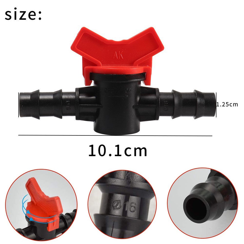 12 Robinets De Jardin Réglables - 12 Mm - Pour Irrigation Goutte à Goutte - Noir/Rouge