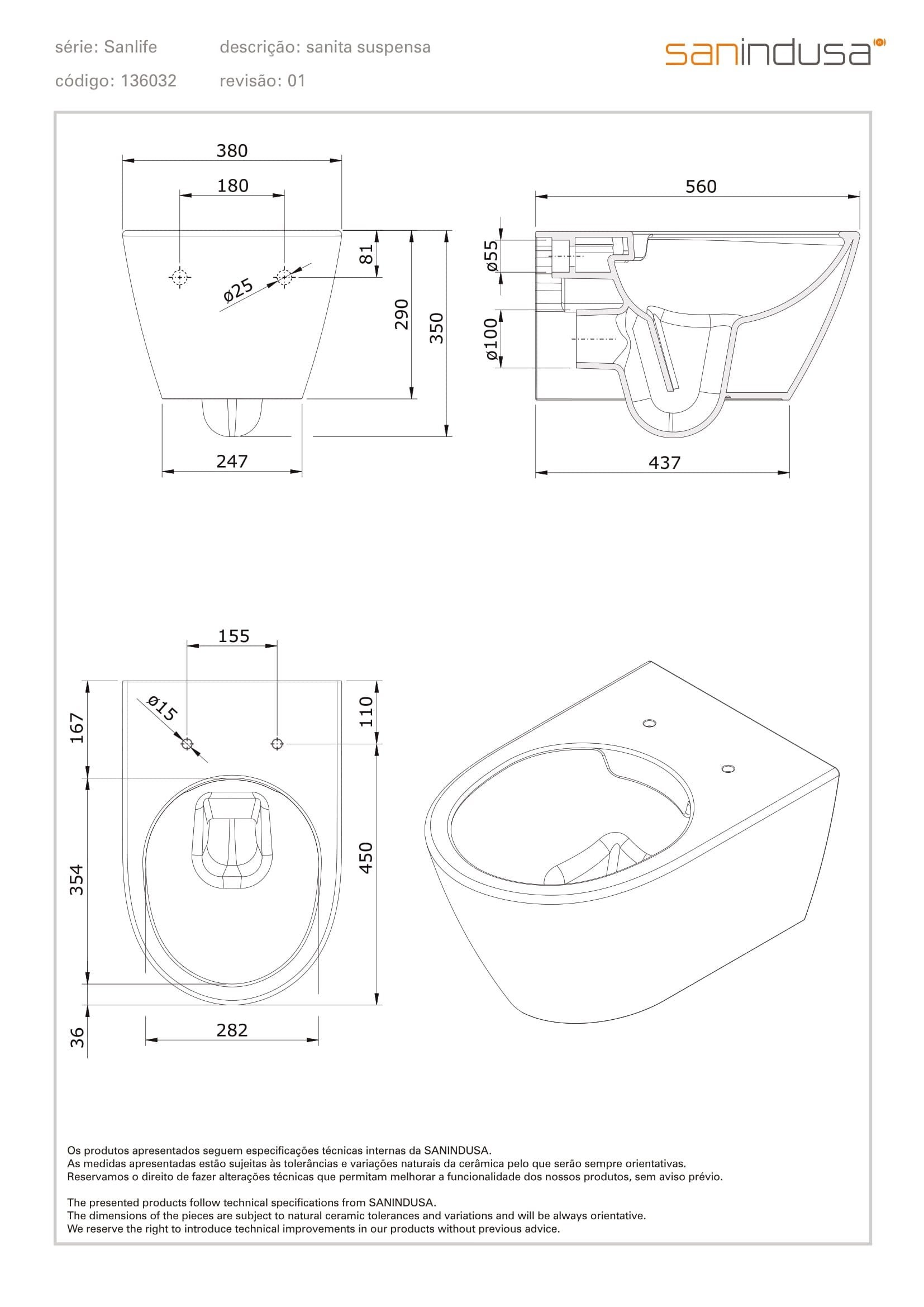 Cuvette WC suspendue Ancodesign sans bride - abattant frein de chute - 4