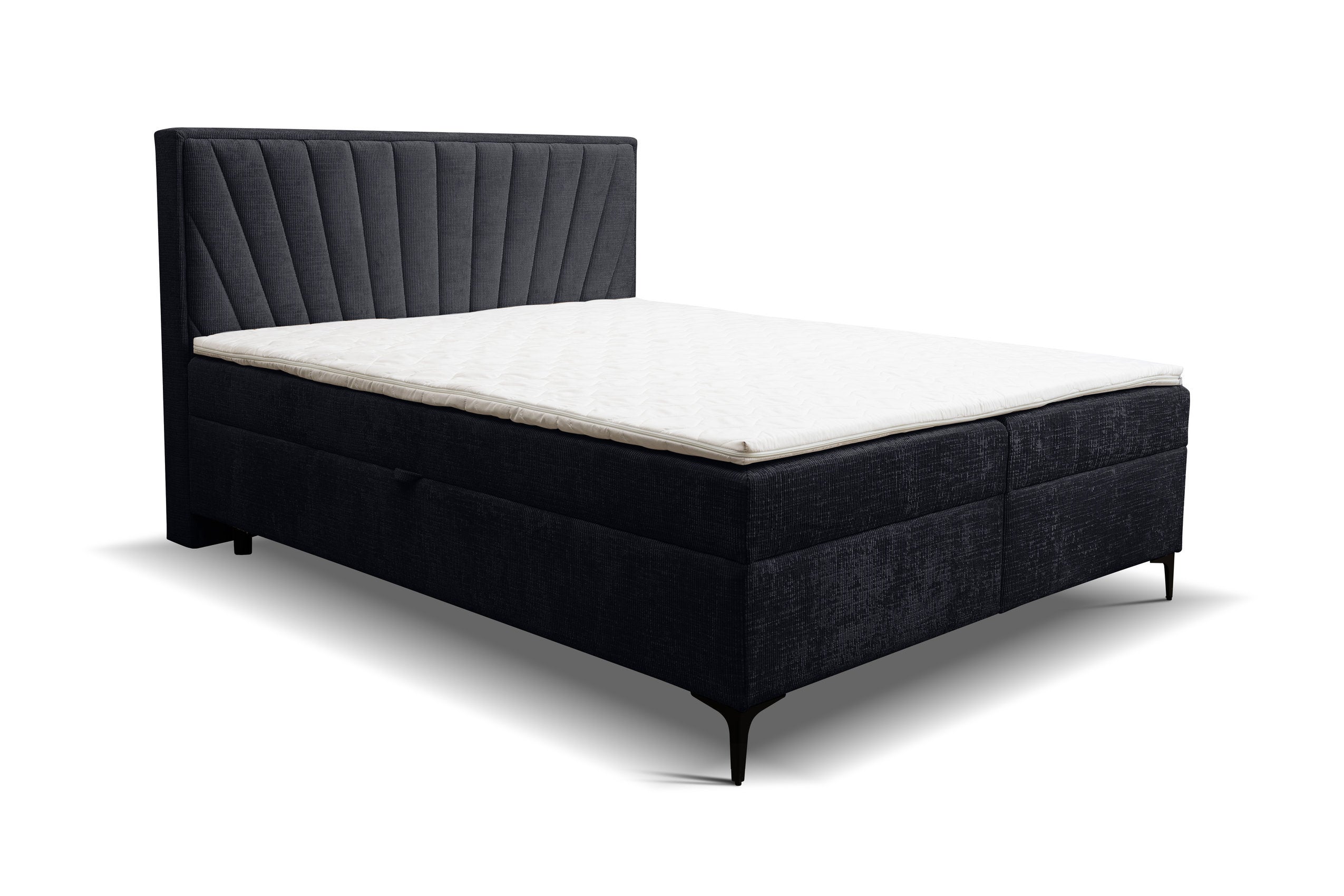 Lit boxspring Cimone avec 2 tiroirs de rangement, lit rembourré ...